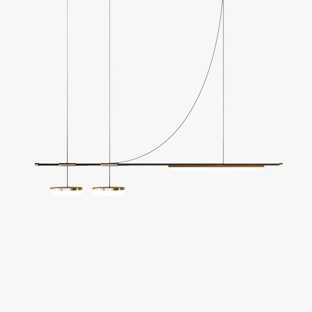 Aria Modern Long LED Pendant Light Black Metal Dining Room - Lamp Copper