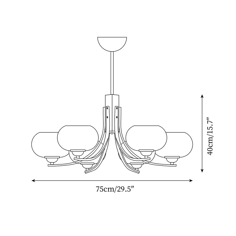 Auralyn 6-Light Amber Glass Globe Chandelier - Lamp Copper