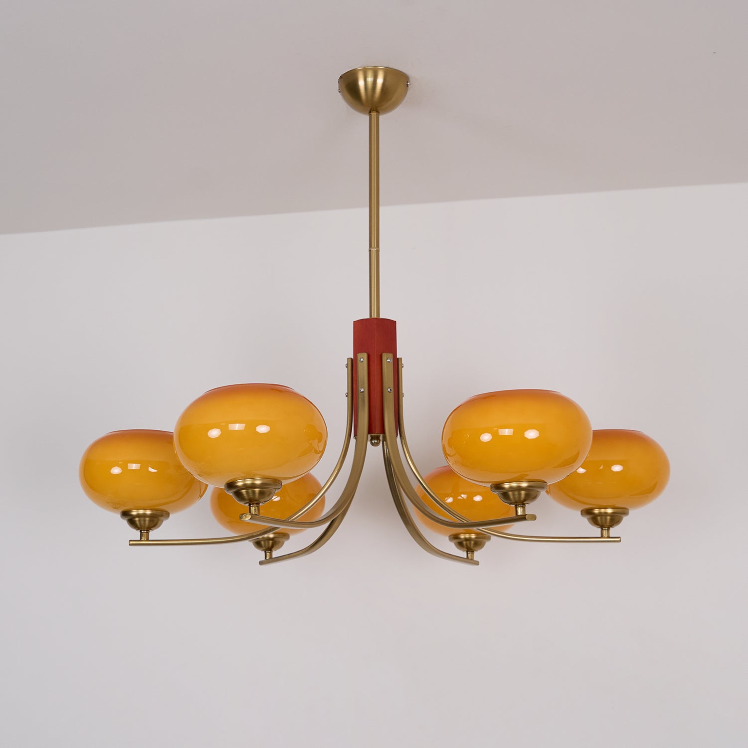 Auralyn 6-Light Amber Glass Globe Chandelier - Lamp Copper
