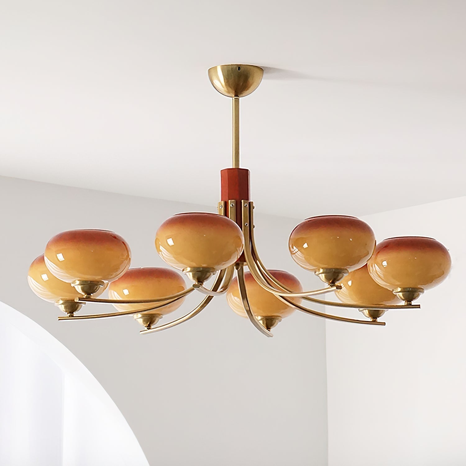 Auralyn 6-Light Amber Glass Globe Chandelier - Lamp Copper