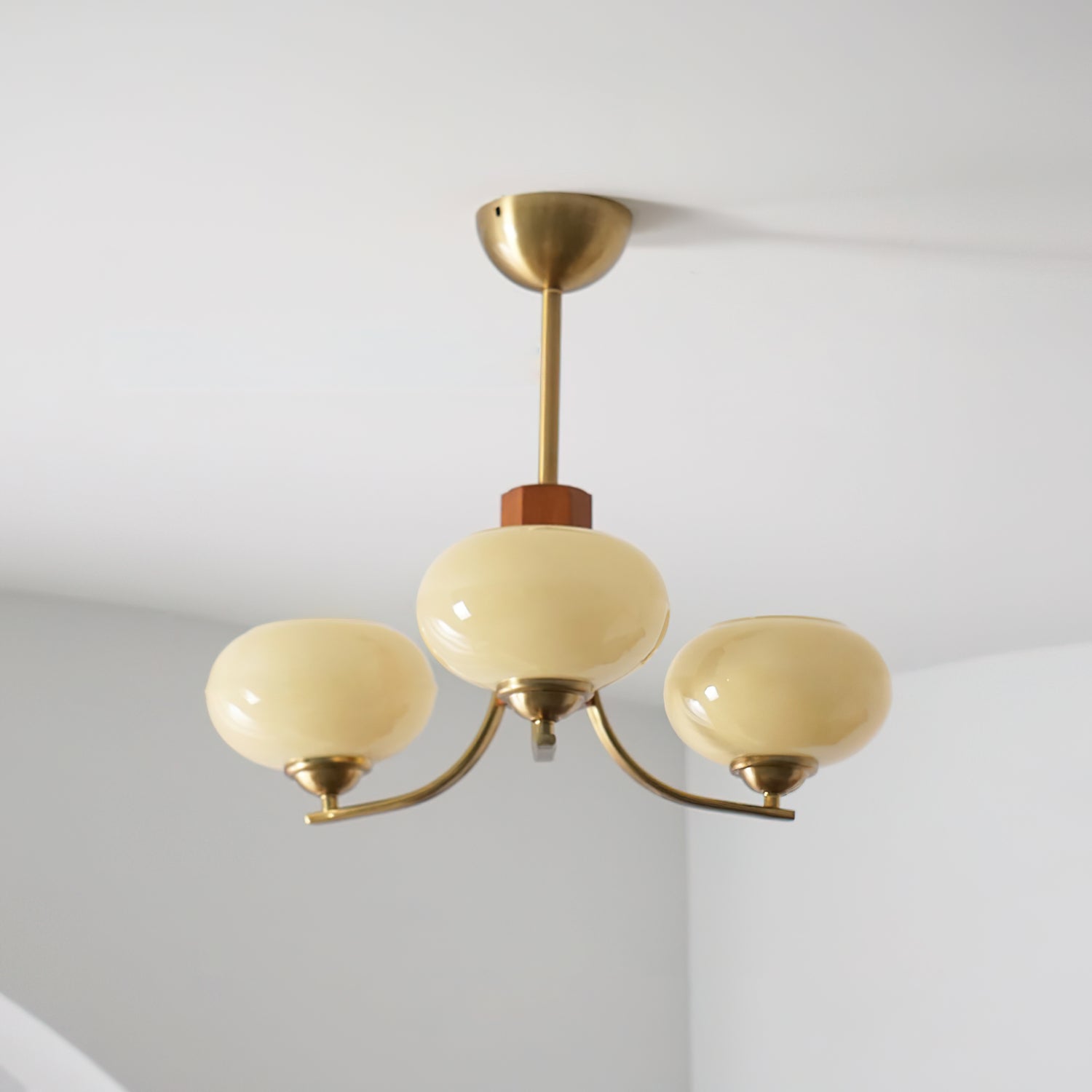 Auralyn 6-Light Amber Glass Globe Chandelier - Lamp Copper