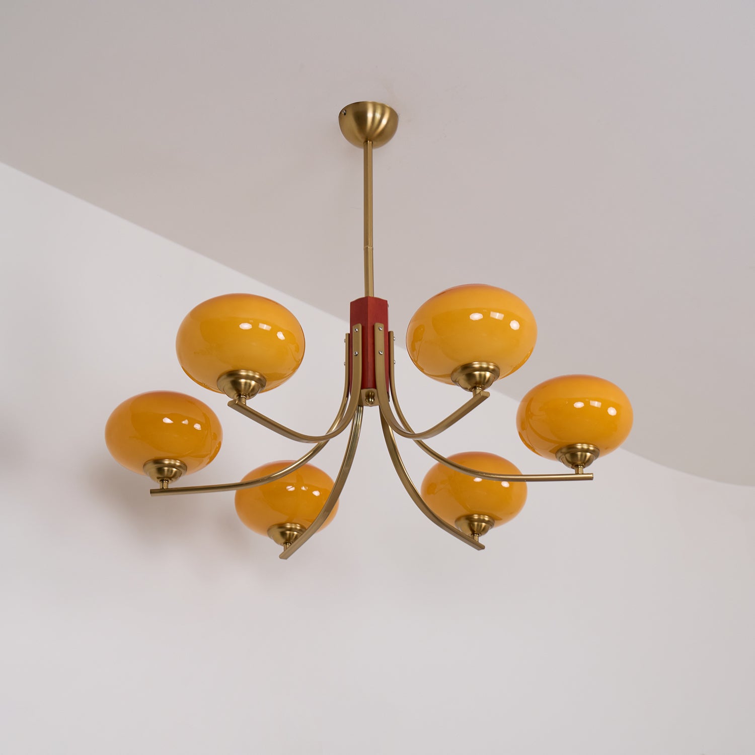 Auralyn 6-Light Amber Glass Globe Chandelier - Lamp Copper