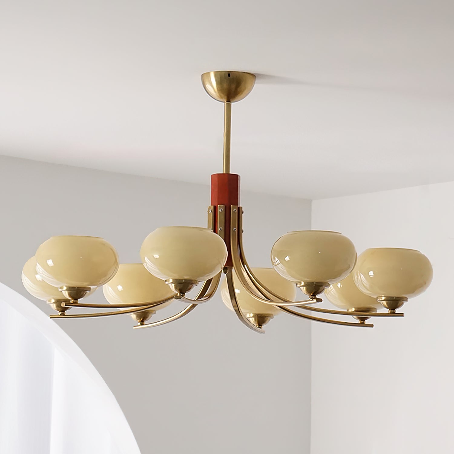 Auralyn 6-Light Amber Glass Globe Chandelier - Lamp Copper