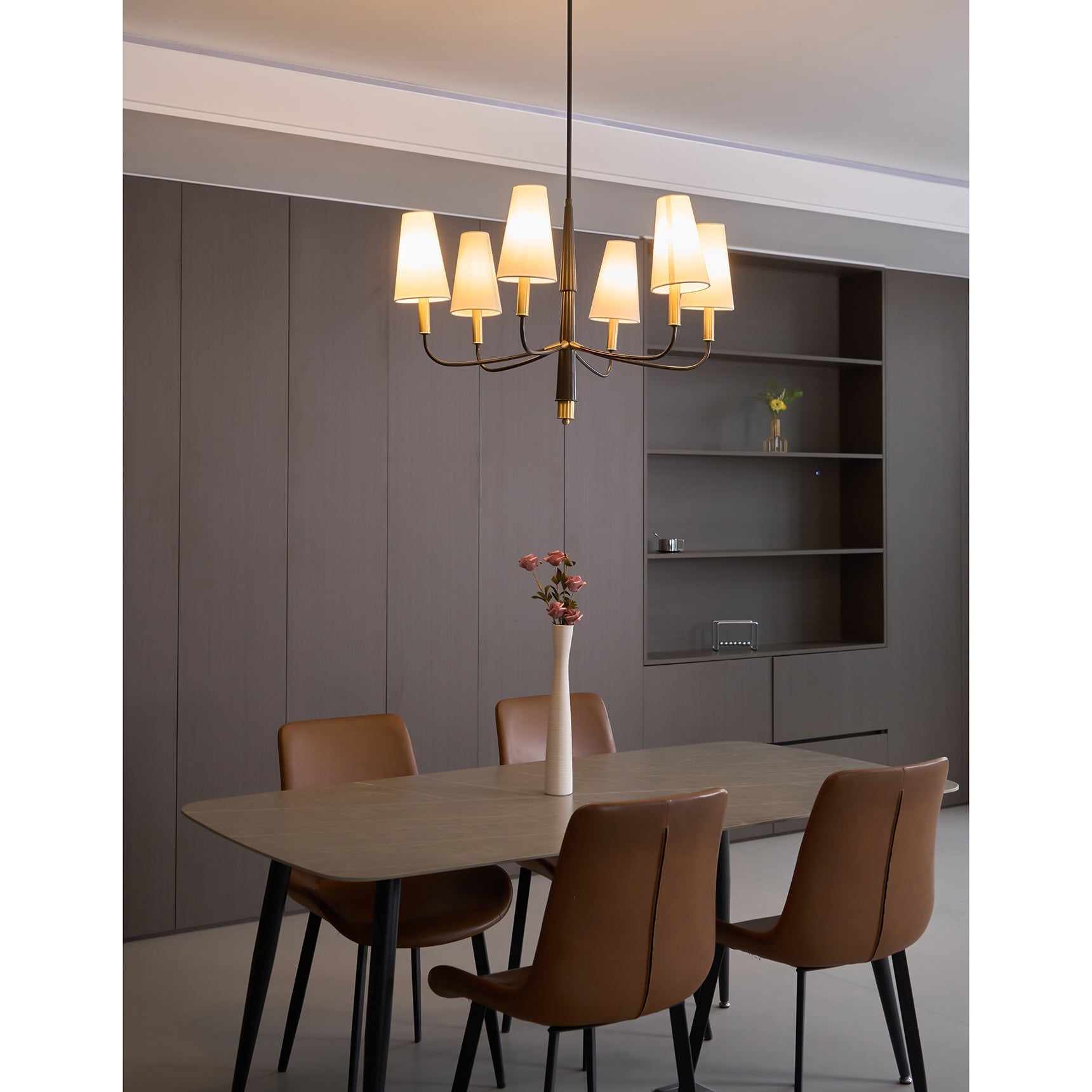 Lyshae Vintage Industrial Brass Fabric Chandelier - Lamp Copper
