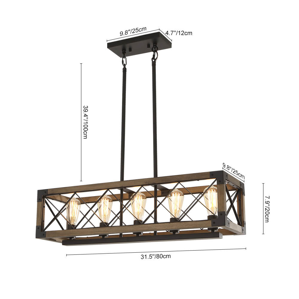 Aurora Modern Wood Chandelier - Lamp Copper