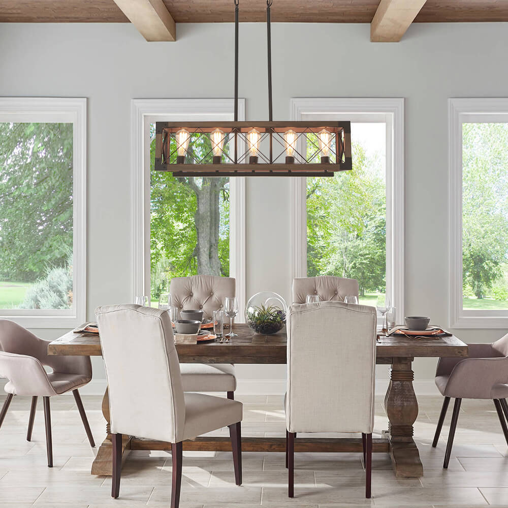 Aurora Modern Wood Chandelier - Lamp Copper
