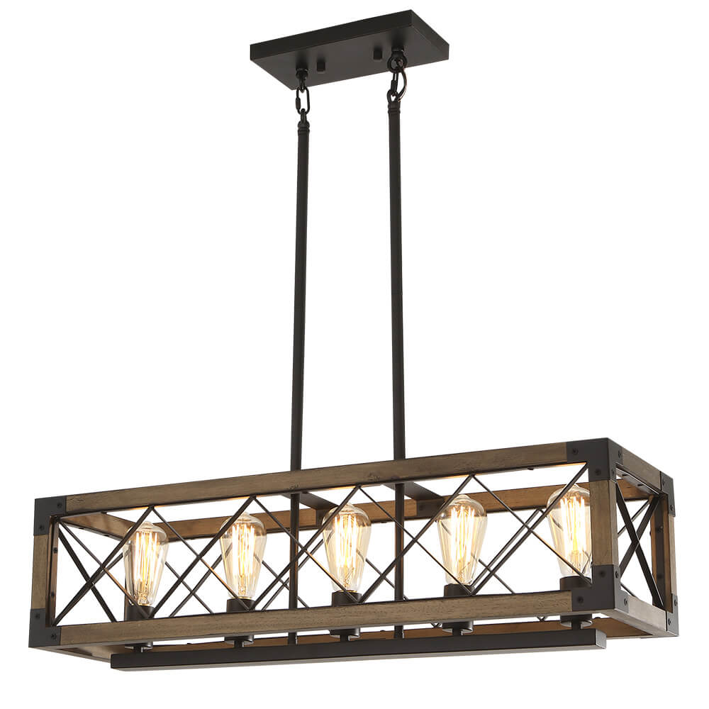 Aurora Modern Wood Chandelier - Lamp Copper