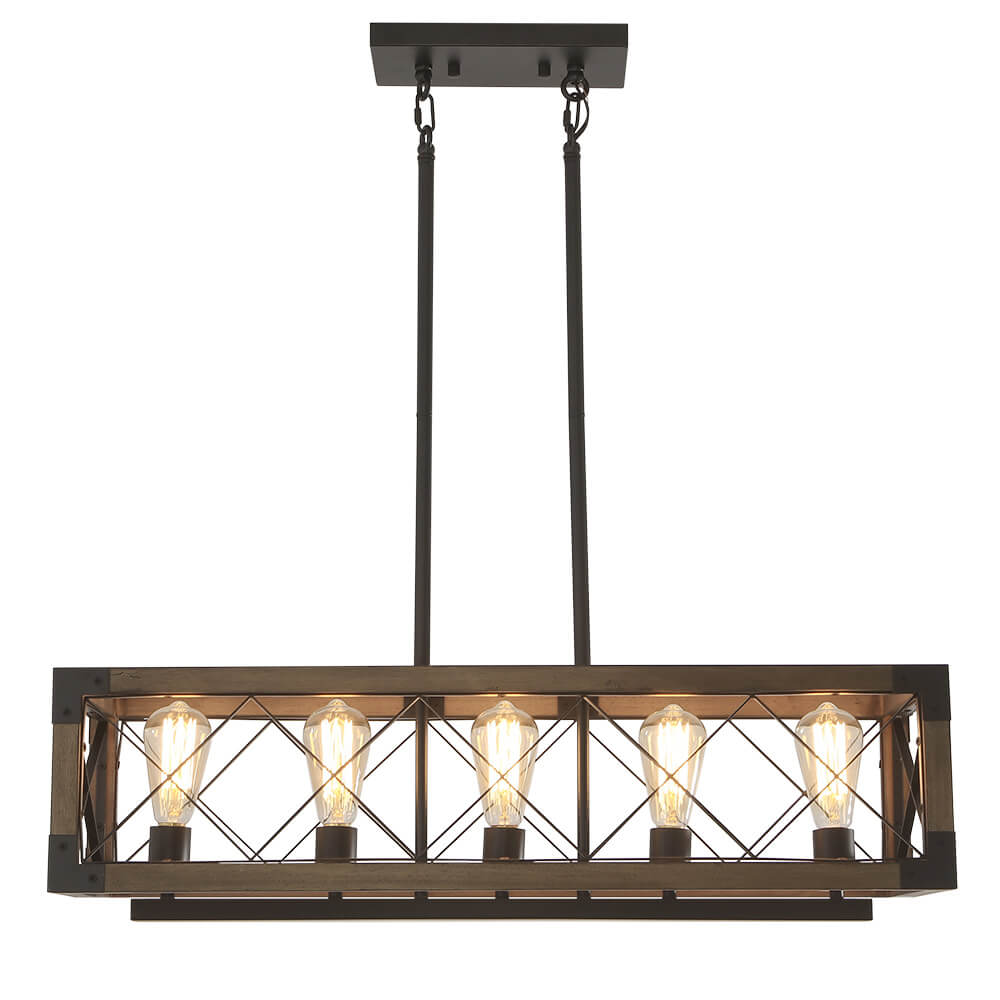Aurora Modern Wood Chandelier - Lamp Copper