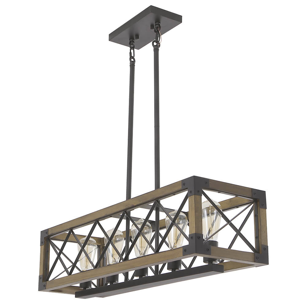 Aurora Modern Wood Chandelier - Lamp Copper