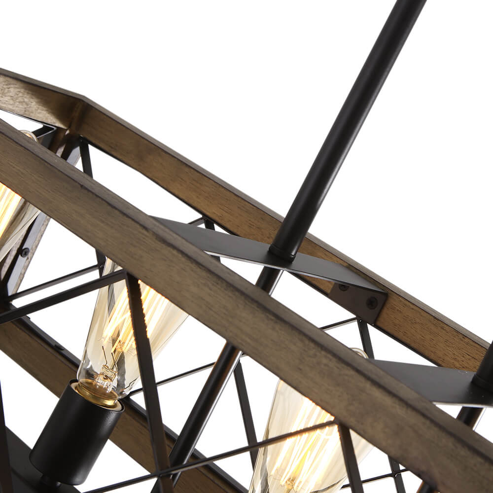 Aurora Modern Wood Chandelier - Lamp Copper