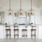 Noreli Farmhouse Wood Cylinder Pendant Light - Lamp Copper