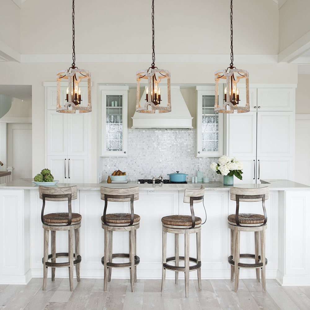 Noreli Farmhouse Wood Cylinder Pendant Light - Lamp Copper