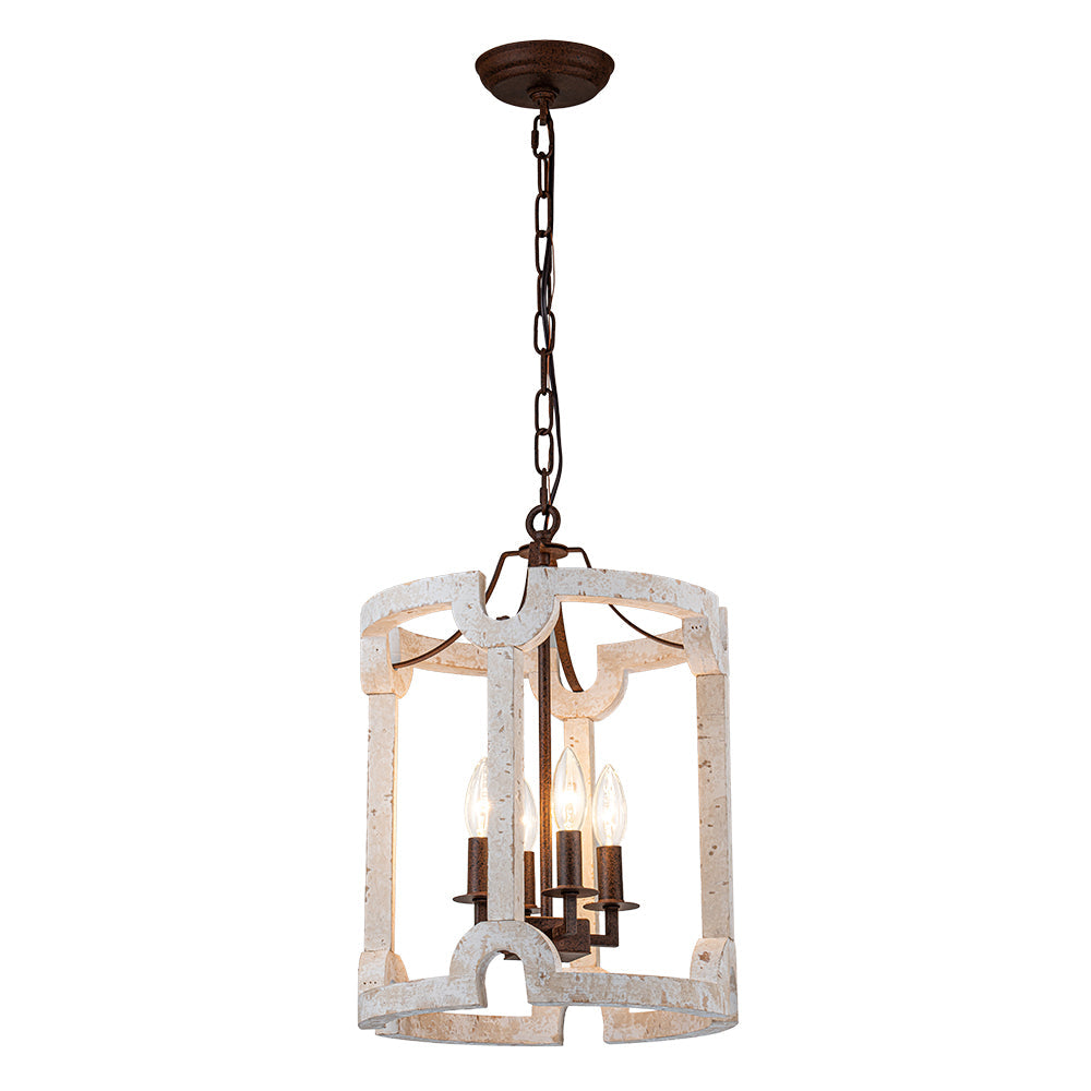 Noreli Farmhouse Wood Cylinder Pendant Light - Lamp Copper