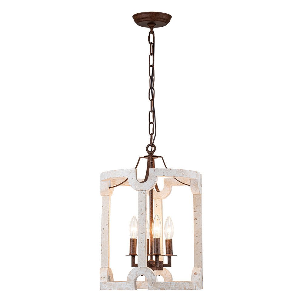 Noreli Farmhouse Wood Cylinder Pendant Light - Lamp Copper