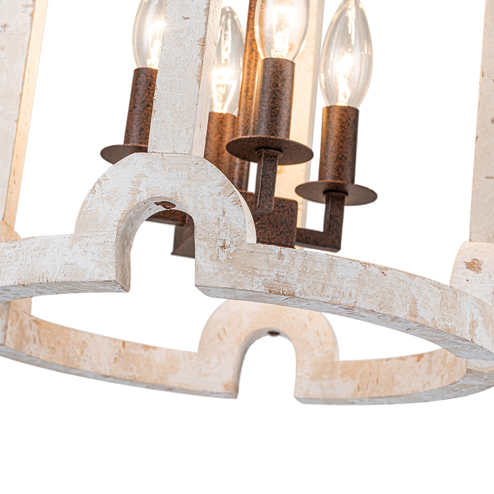 Noreli Farmhouse Wood Cylinder Pendant Light - Lamp Copper