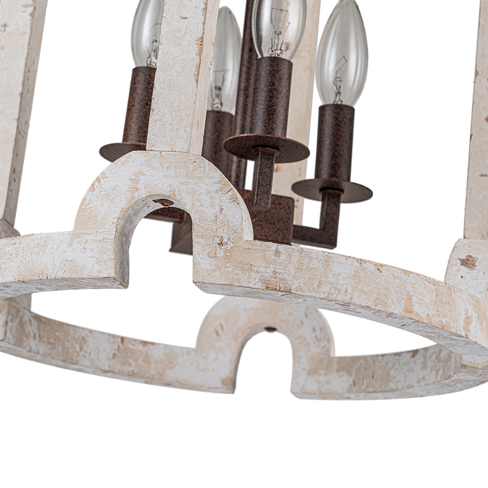 Noreli Farmhouse Wood Cylinder Pendant Light - Lamp Copper