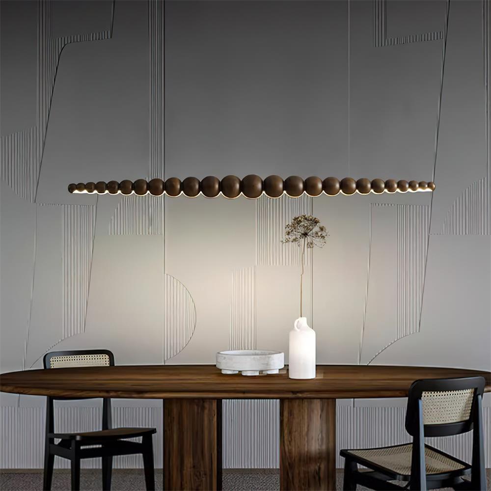 Favon Beaded Wooden Chandelier - Lamp Copper