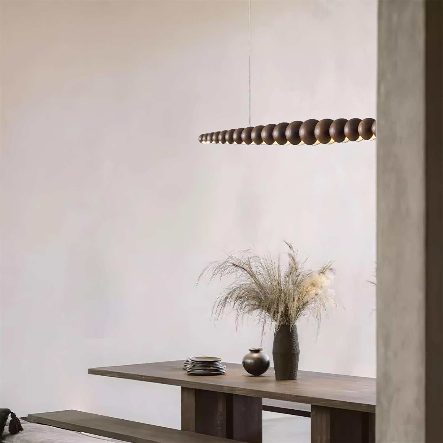 Favon Beaded Wooden Chandelier - Lamp Copper