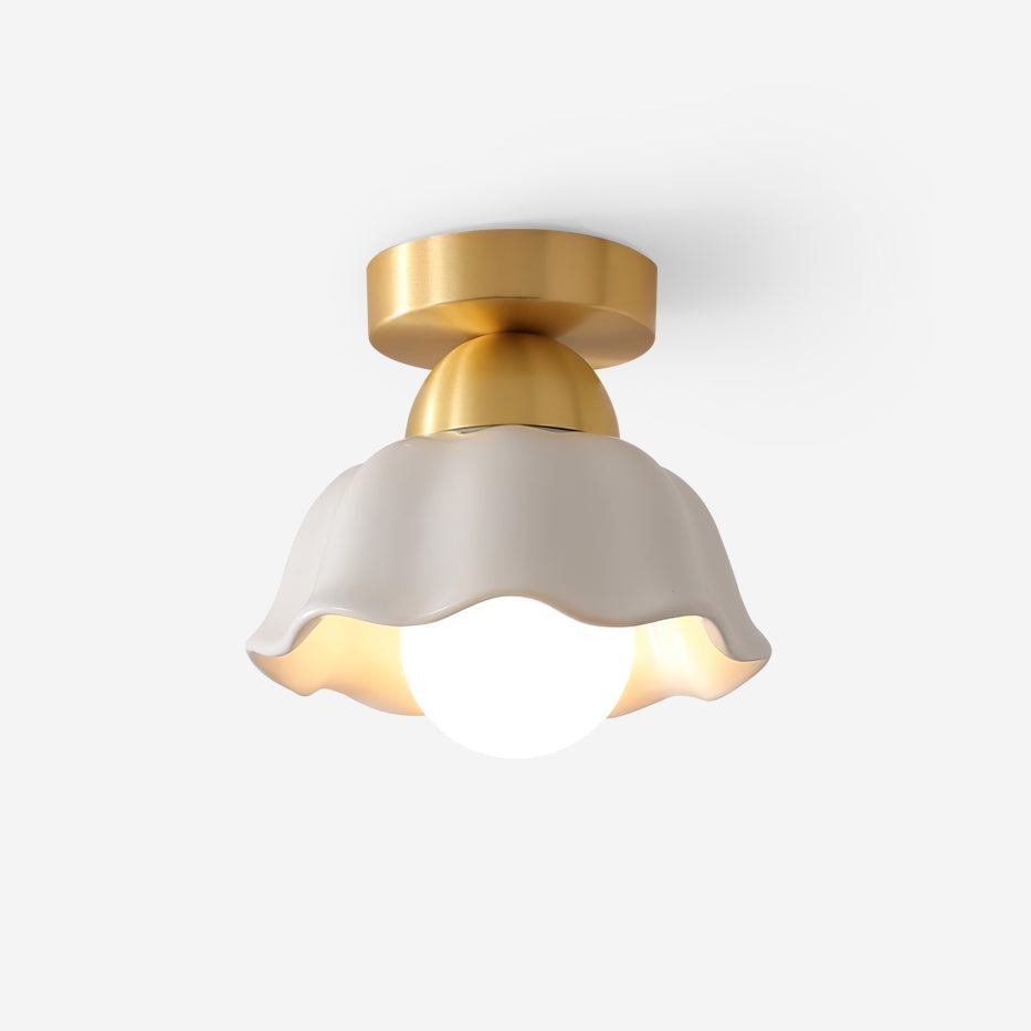 Opila Gold & White Semi Flush Ceiling Light - Lamp Copper