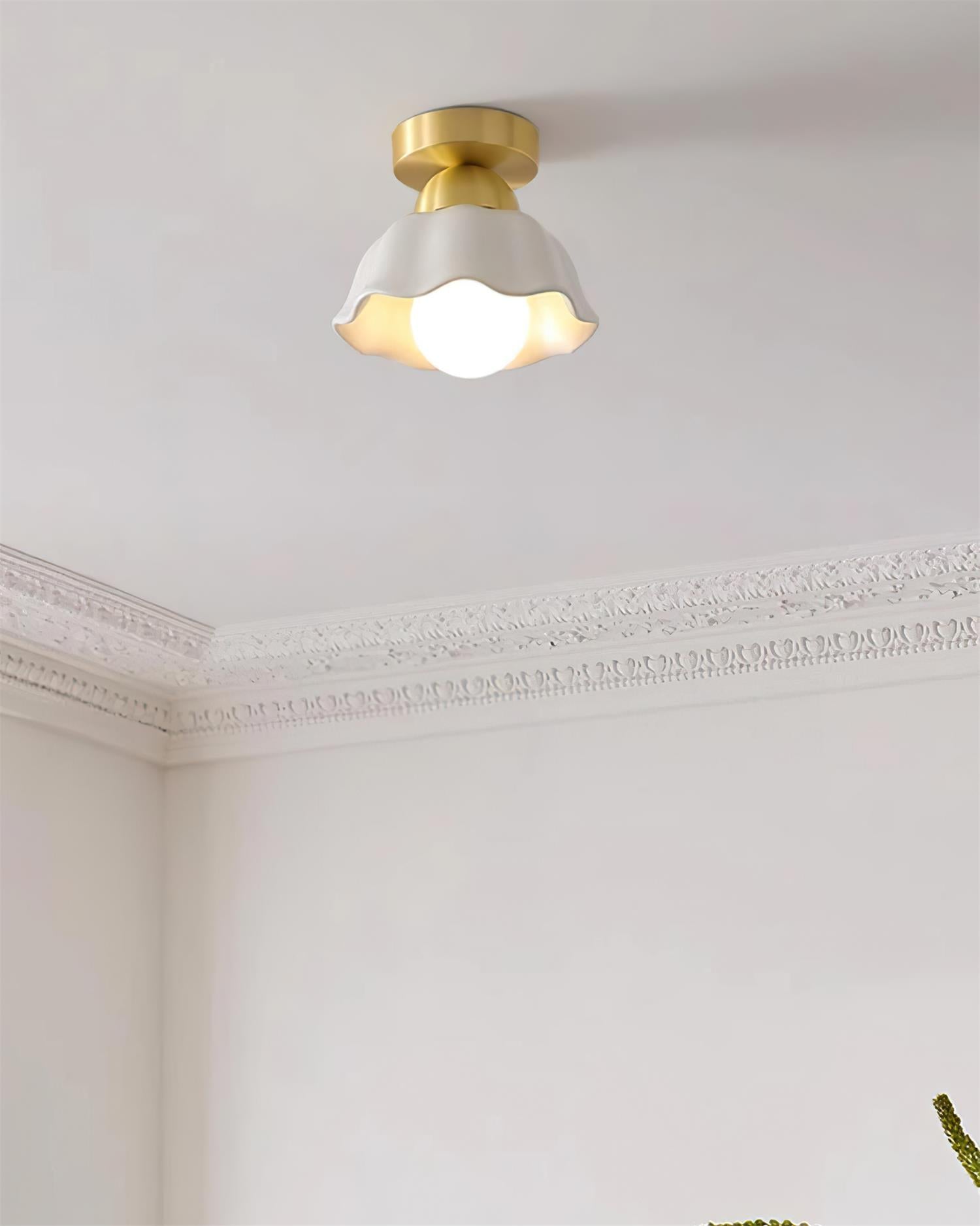 Opila Gold & White Semi Flush Ceiling Light - Lamp Copper