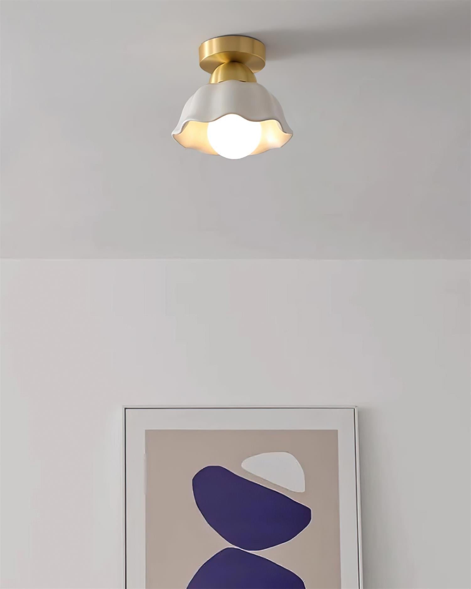 Opila Gold & White Semi Flush Ceiling Light - Lamp Copper