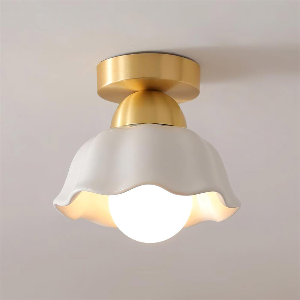 Opila Gold & White Semi Flush Ceiling Light - Lamp Copper