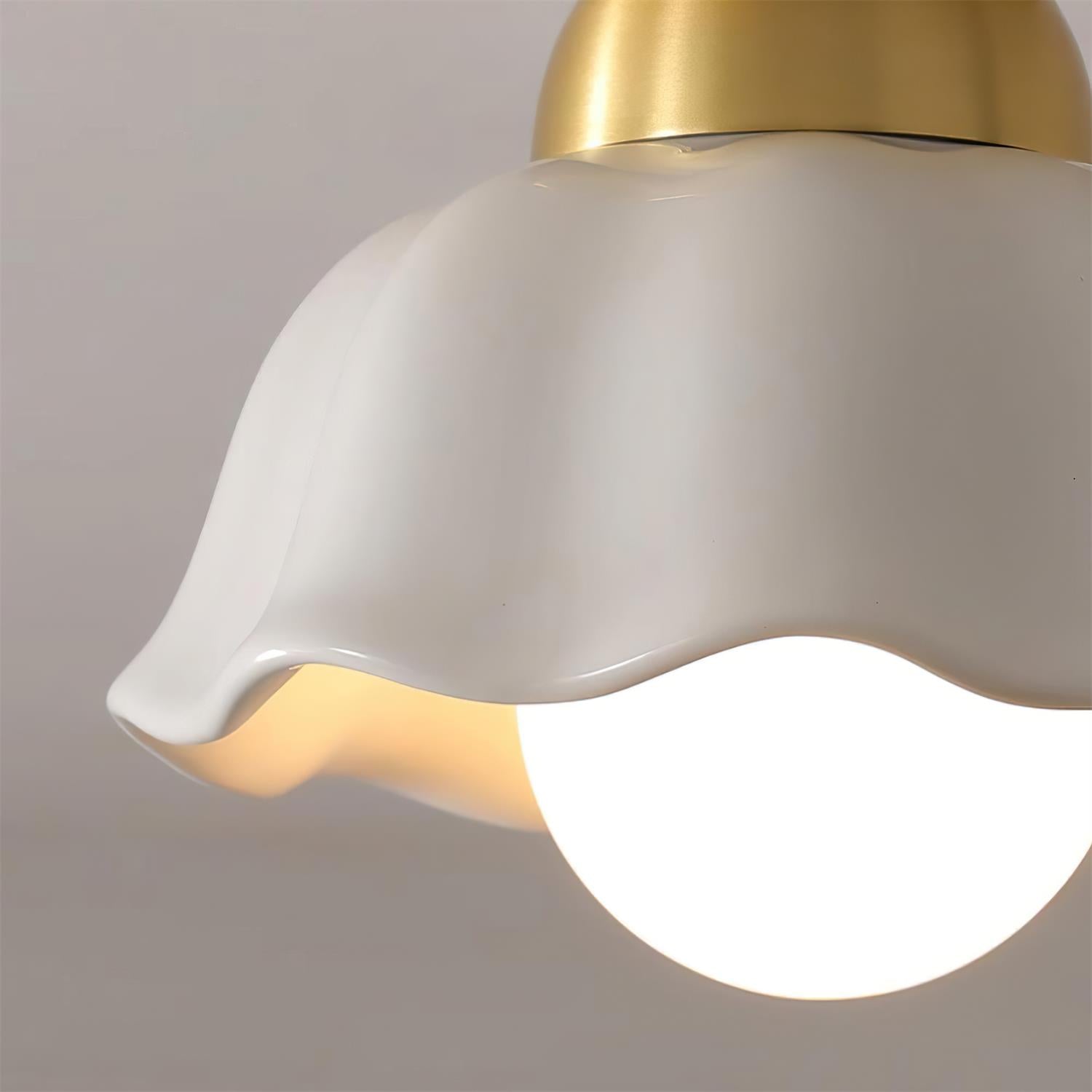 Opila Gold & White Semi Flush Ceiling Light - Lamp Copper