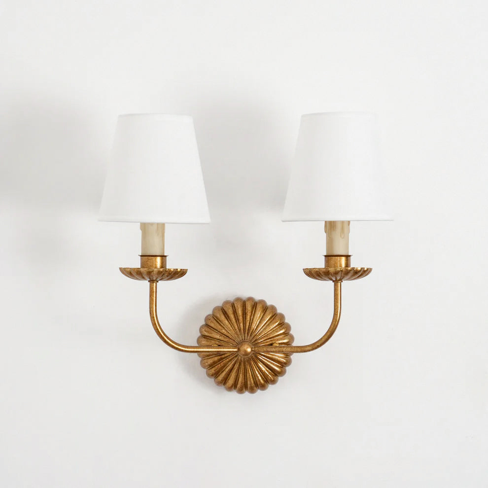 Axiom Vintage Industrial Antique Gold Metal Fabric Wall Lamp - Lamp Copper
