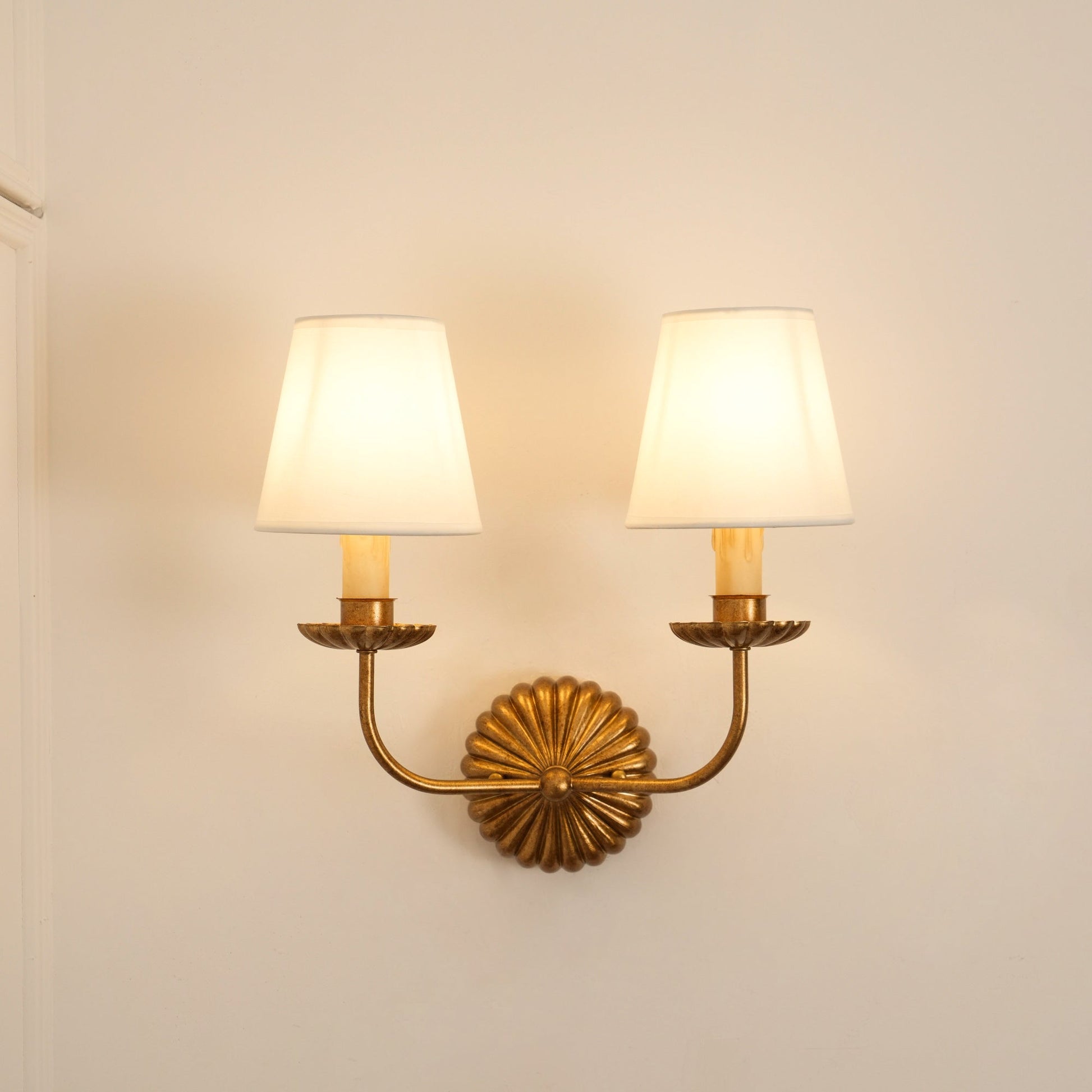 Axiom Vintage Industrial Antique Gold Metal Fabric Wall Lamp - Lamp Copper