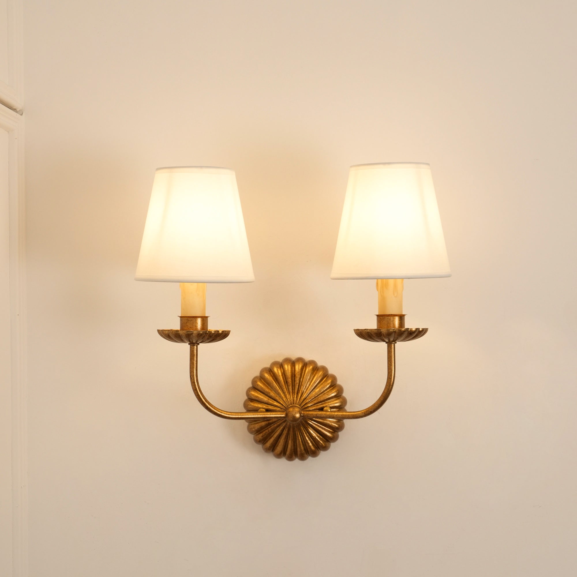 Axiom Vintage Industrial Antique Gold Metal Fabric Wall Lamp - Lamp Copper