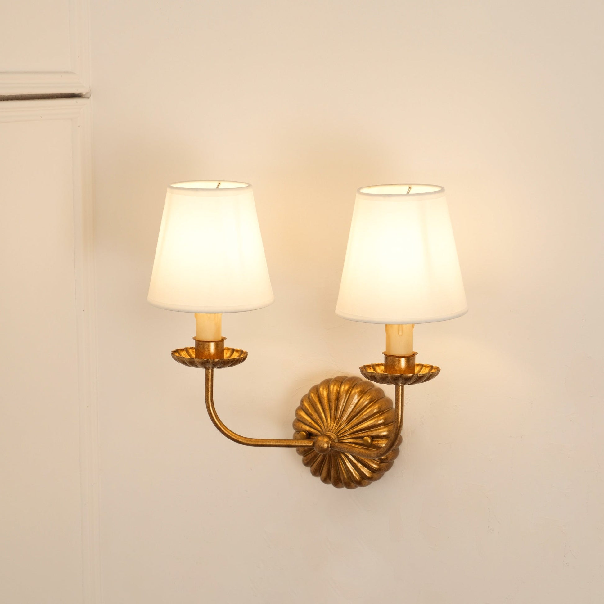 Axiom Vintage Industrial Antique Gold Metal Fabric Wall Lamp - Lamp Copper