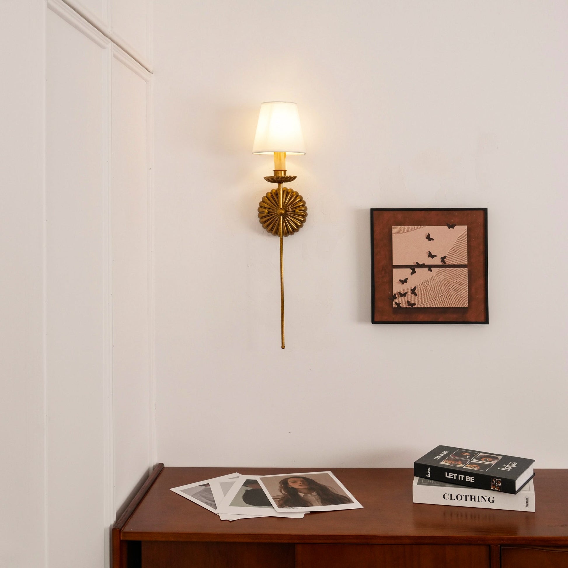 Axiom Vintage Industrial Antique Gold Metal Fabric Wall Lamp - Lamp Copper