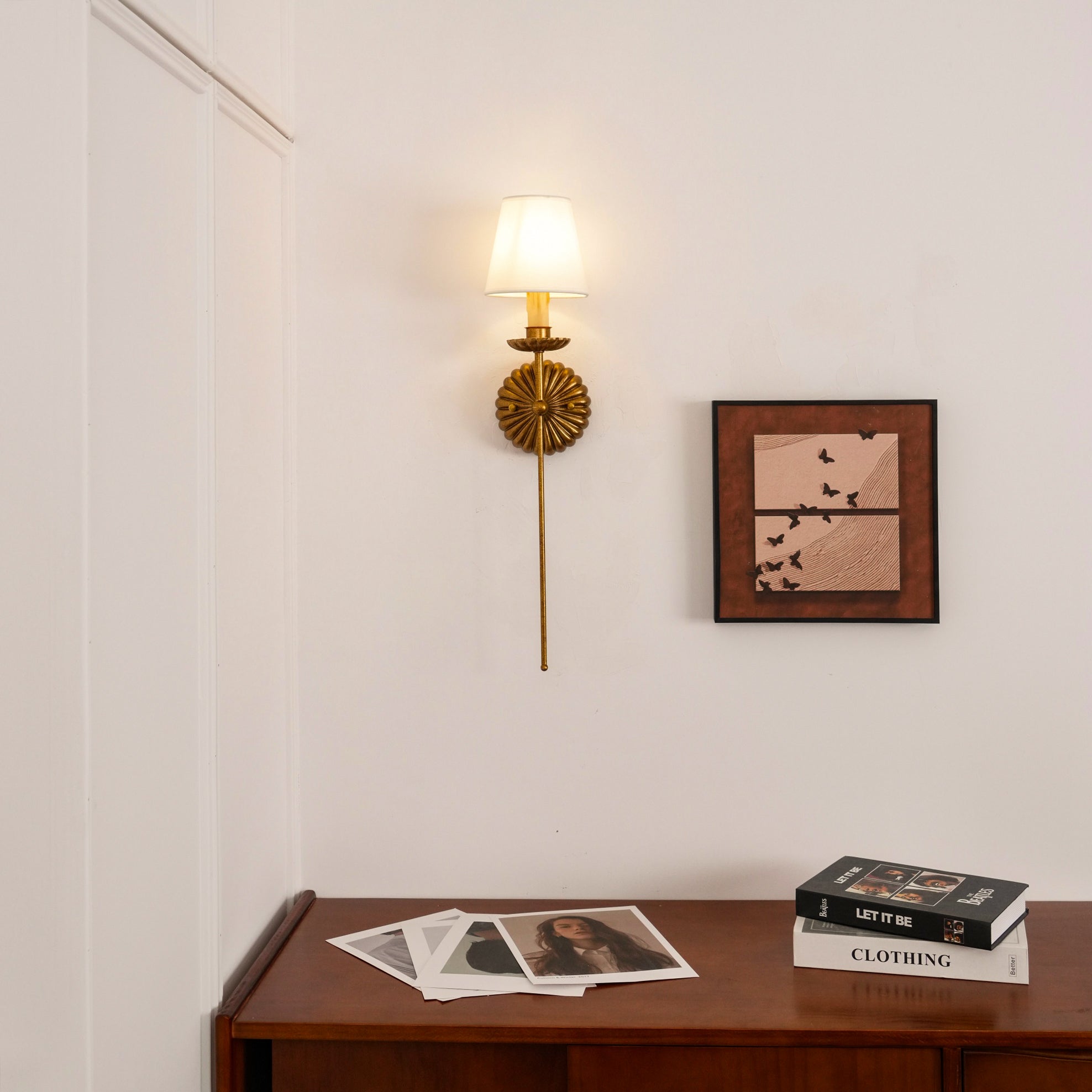 Axiom Vintage Industrial Antique Gold Metal Fabric Wall Lamp - Lamp Copper