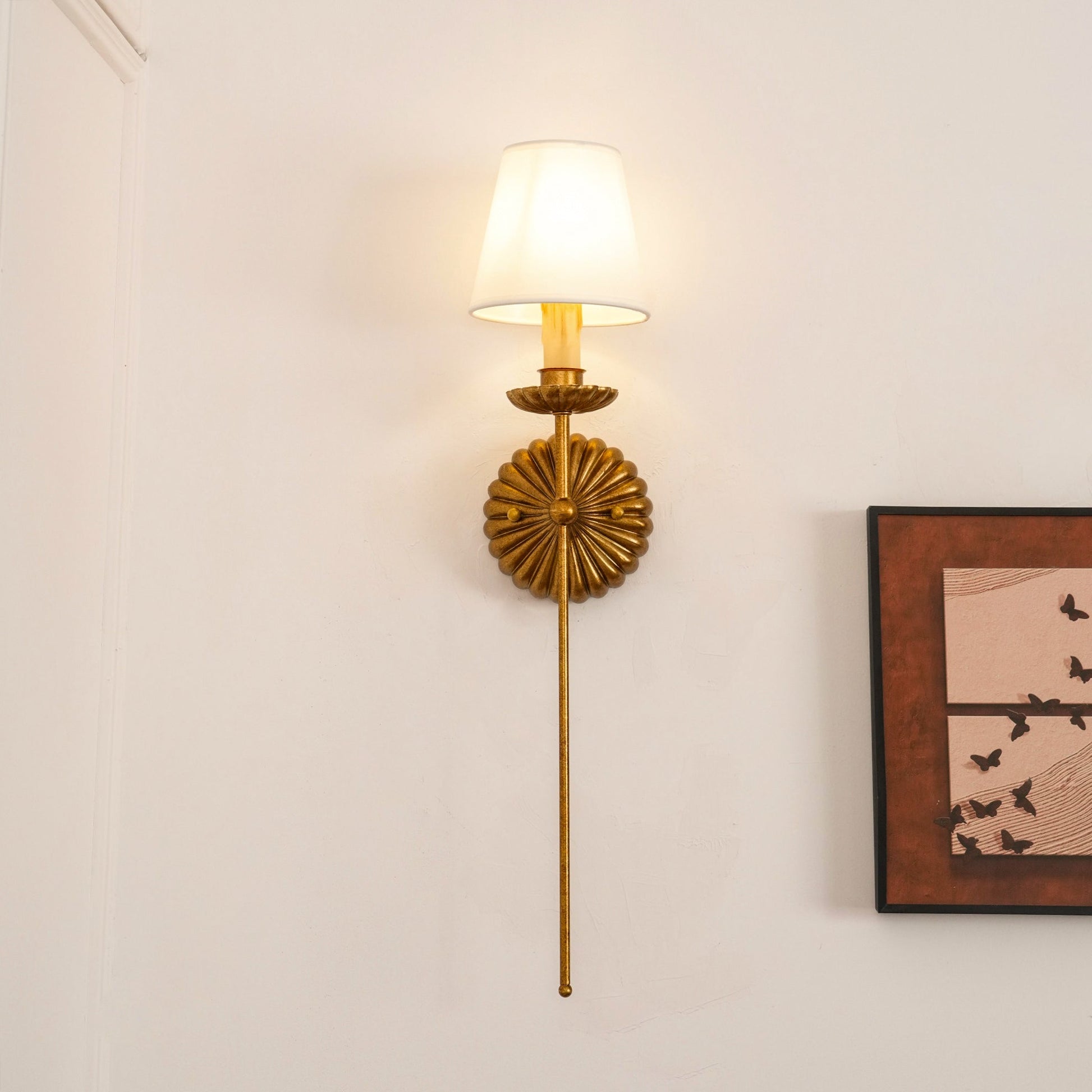 Axiom Vintage Industrial Antique Gold Metal Fabric Wall Lamp - Lamp Copper