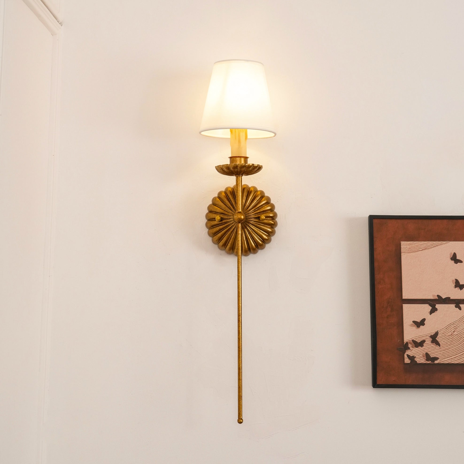 Axiom Vintage Industrial Antique Gold Metal Fabric Wall Lamp - Lamp Copper