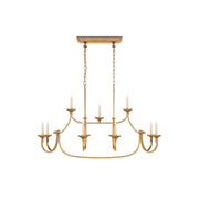 Ercare Vintage Industrial Linear Brass Fabric Chandelier - Lamp Copper