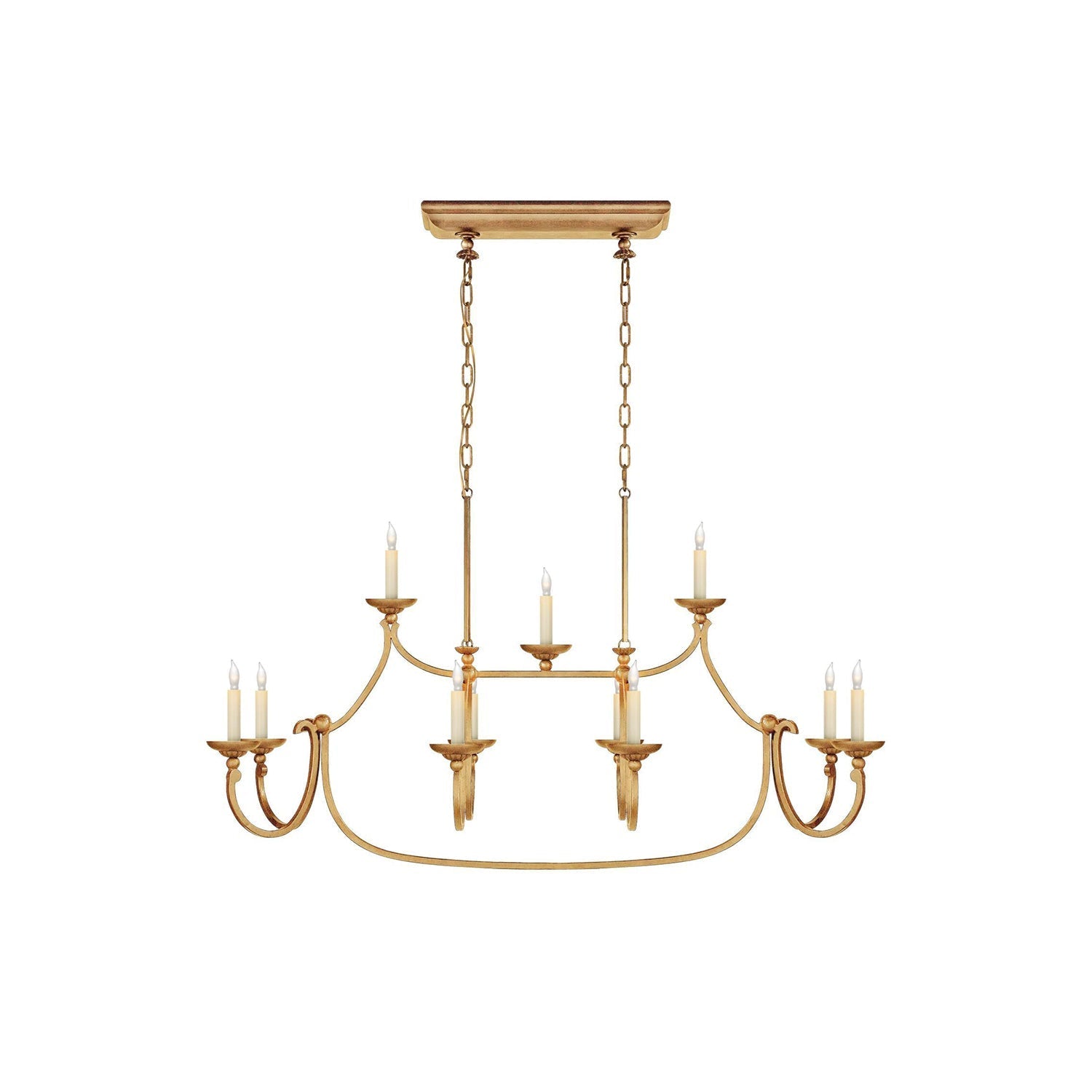 Ercare Vintage Industrial Linear Brass Fabric Chandelier - Lamp Copper