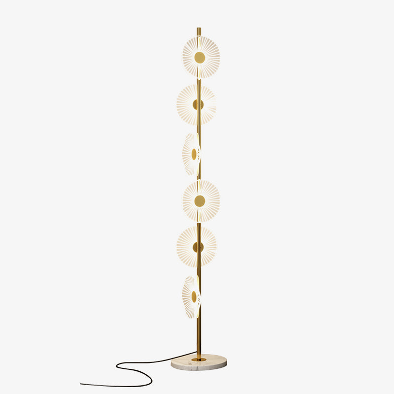 Carins Floor Lamp Creative Circle Modern, Acrylic, White/Gold, Bedroom - Lamp Copper