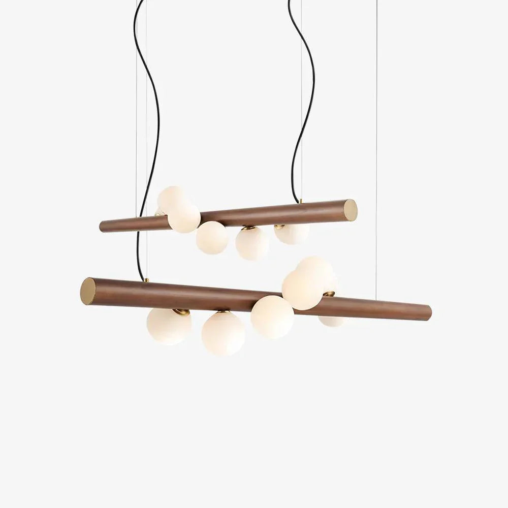 Valentina Glass Bubble Pendant Light Wood/Walnut - Lamp Copper