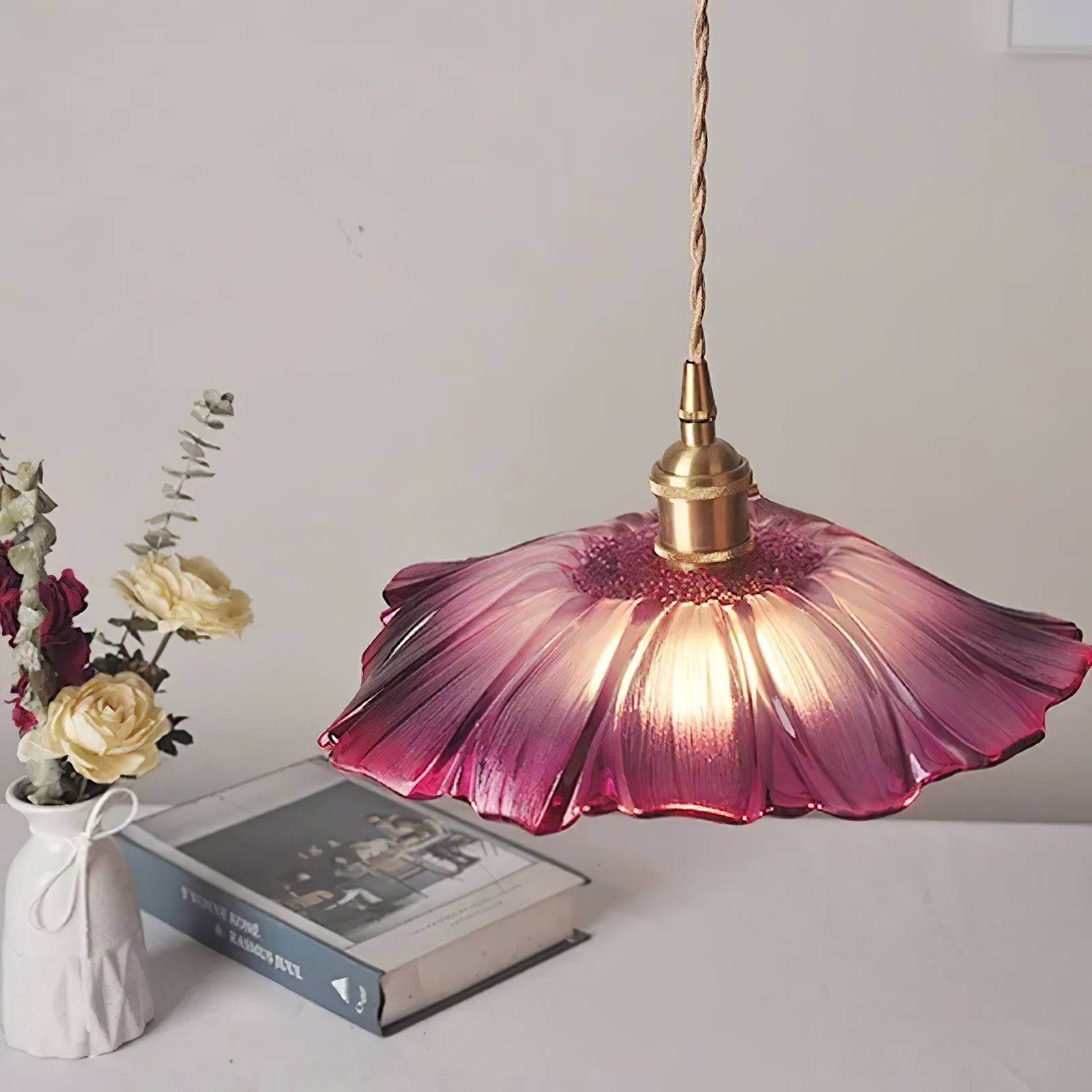 Aurvarira Modern Minimalist Art Brass Glass Pendant Lamp - Lamp Copper