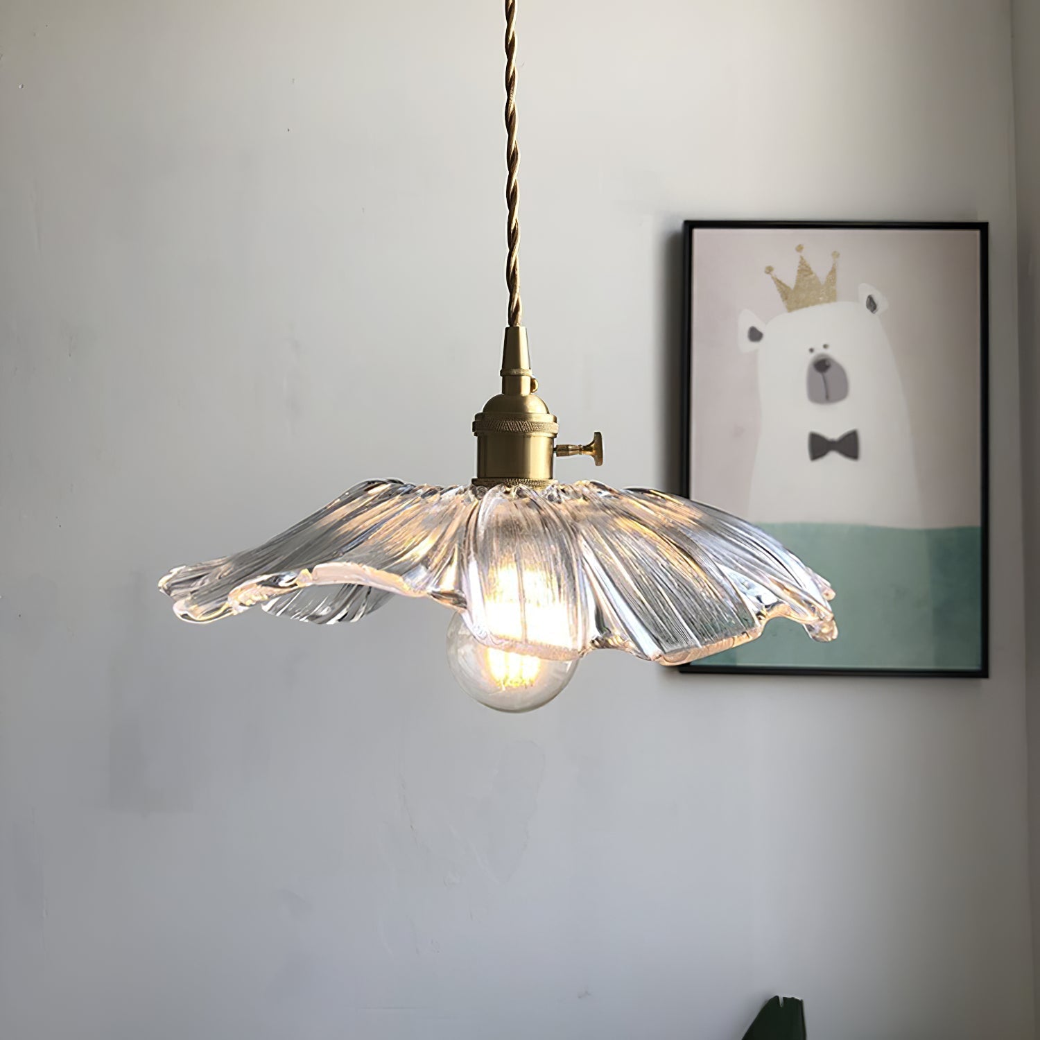 Aurvarira Modern Minimalist Art Brass Glass Pendant Lamp - Lamp Copper