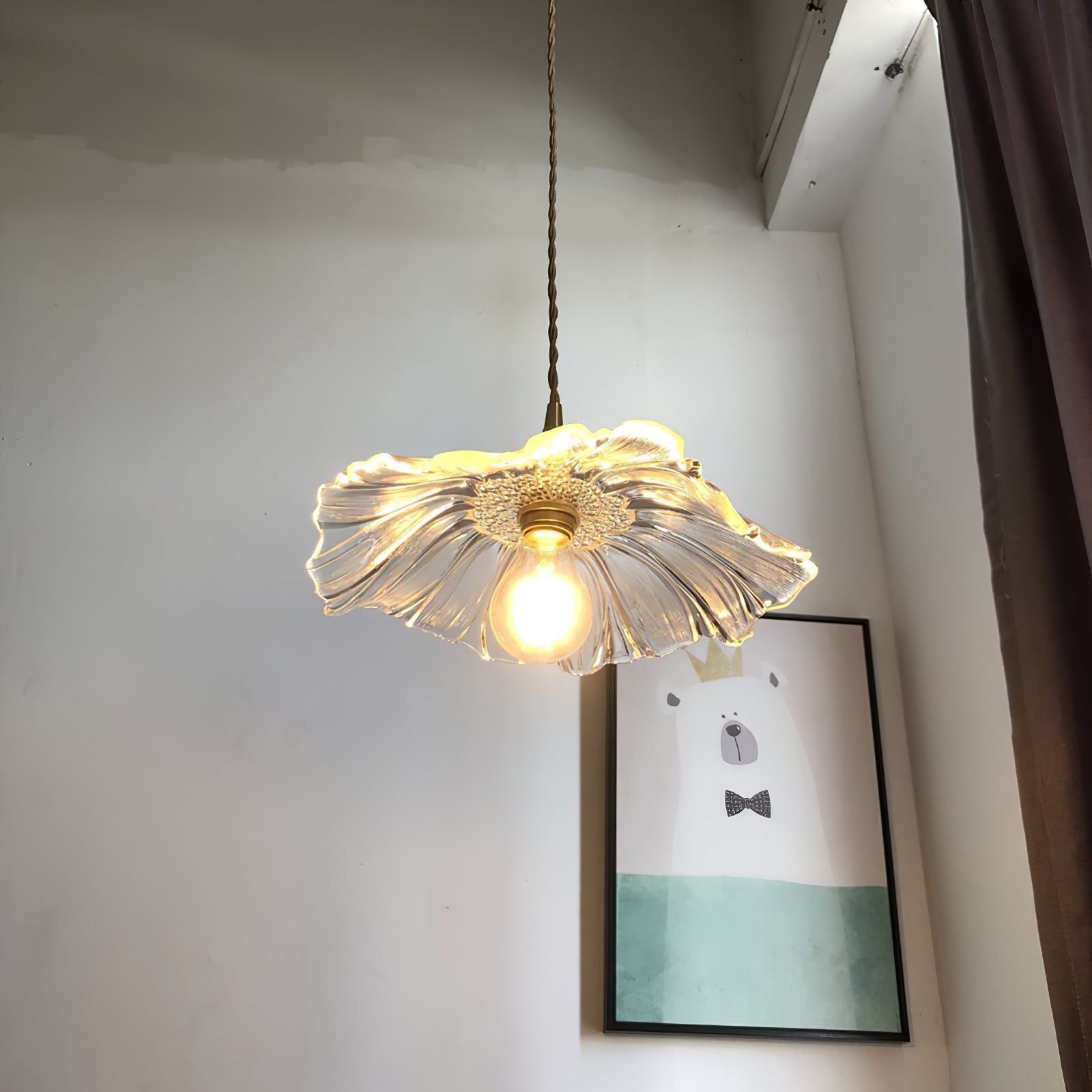 Aurvarira Modern Minimalist Art Brass Glass Pendant Lamp - Lamp Copper