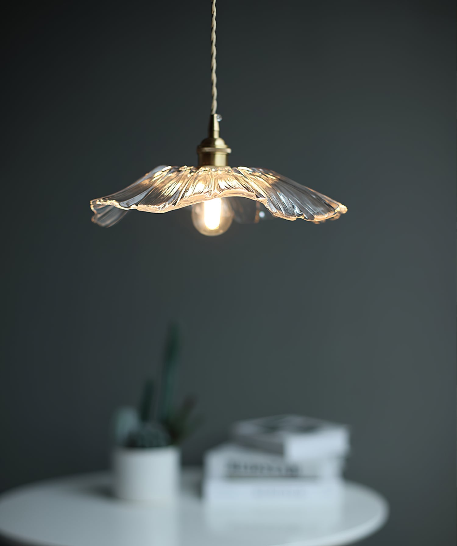 Aurvarira Modern Minimalist Art Brass Glass Pendant Lamp - Lamp Copper