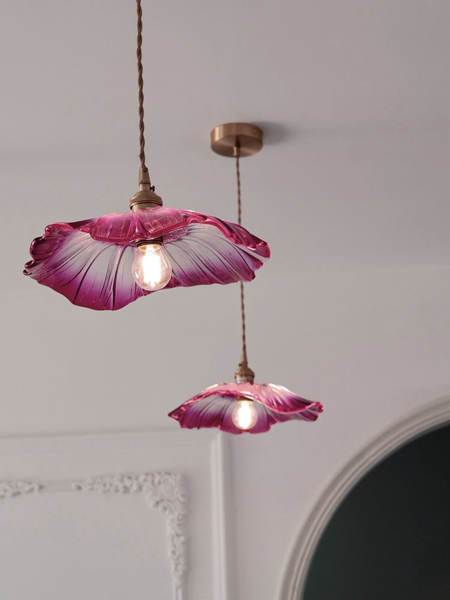Aurvarira Modern Minimalist Art Brass Glass Pendant Lamp - Lamp Copper
