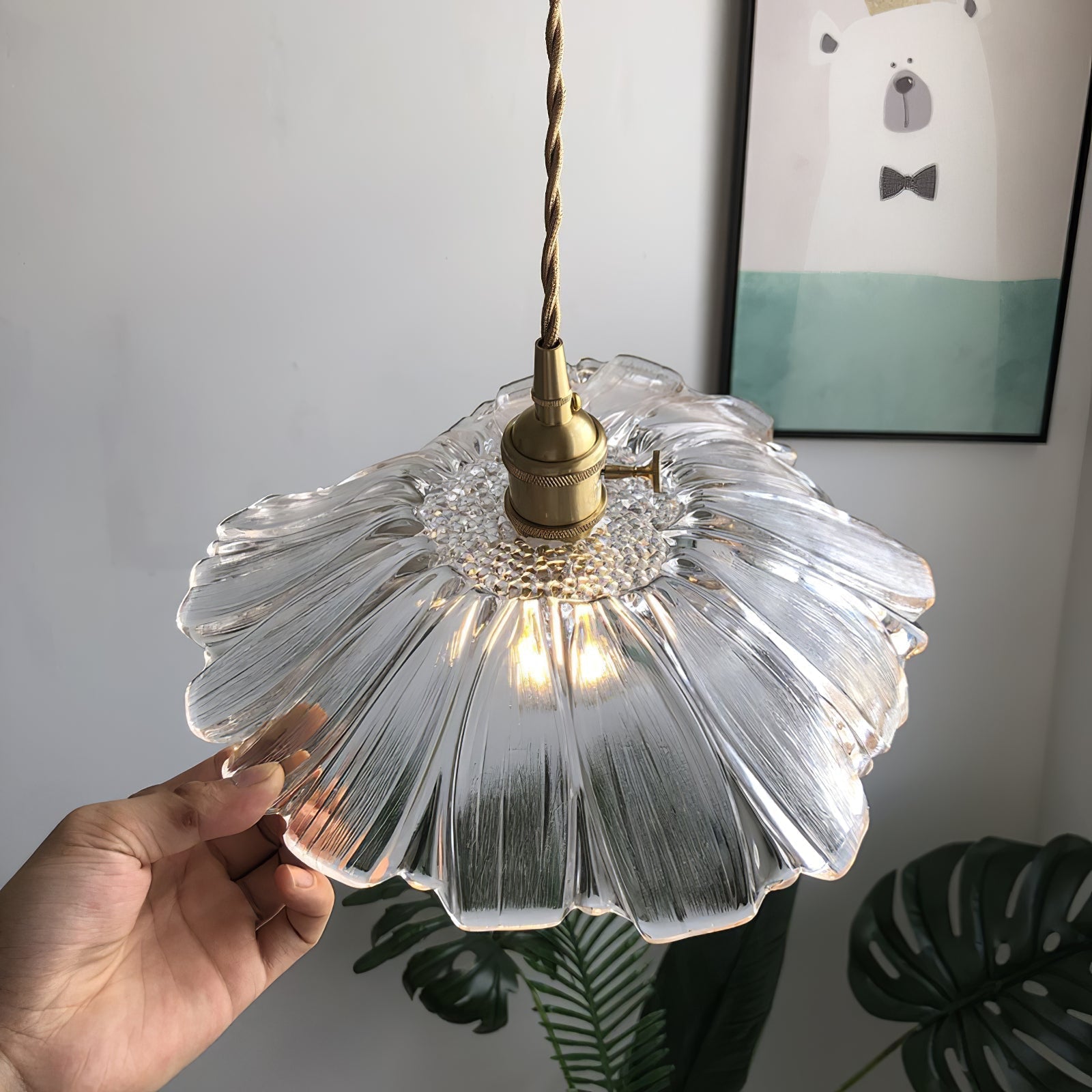 Aurvarira Modern Minimalist Art Brass Glass Pendant Lamp - Lamp Copper