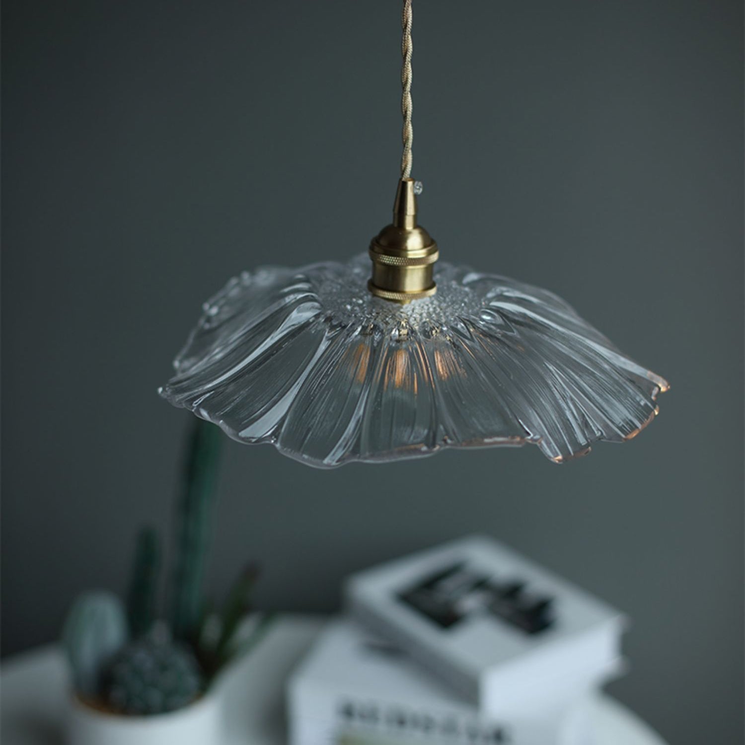 Aurvarira Modern Minimalist Art Brass Glass Pendant Lamp - Lamp Copper