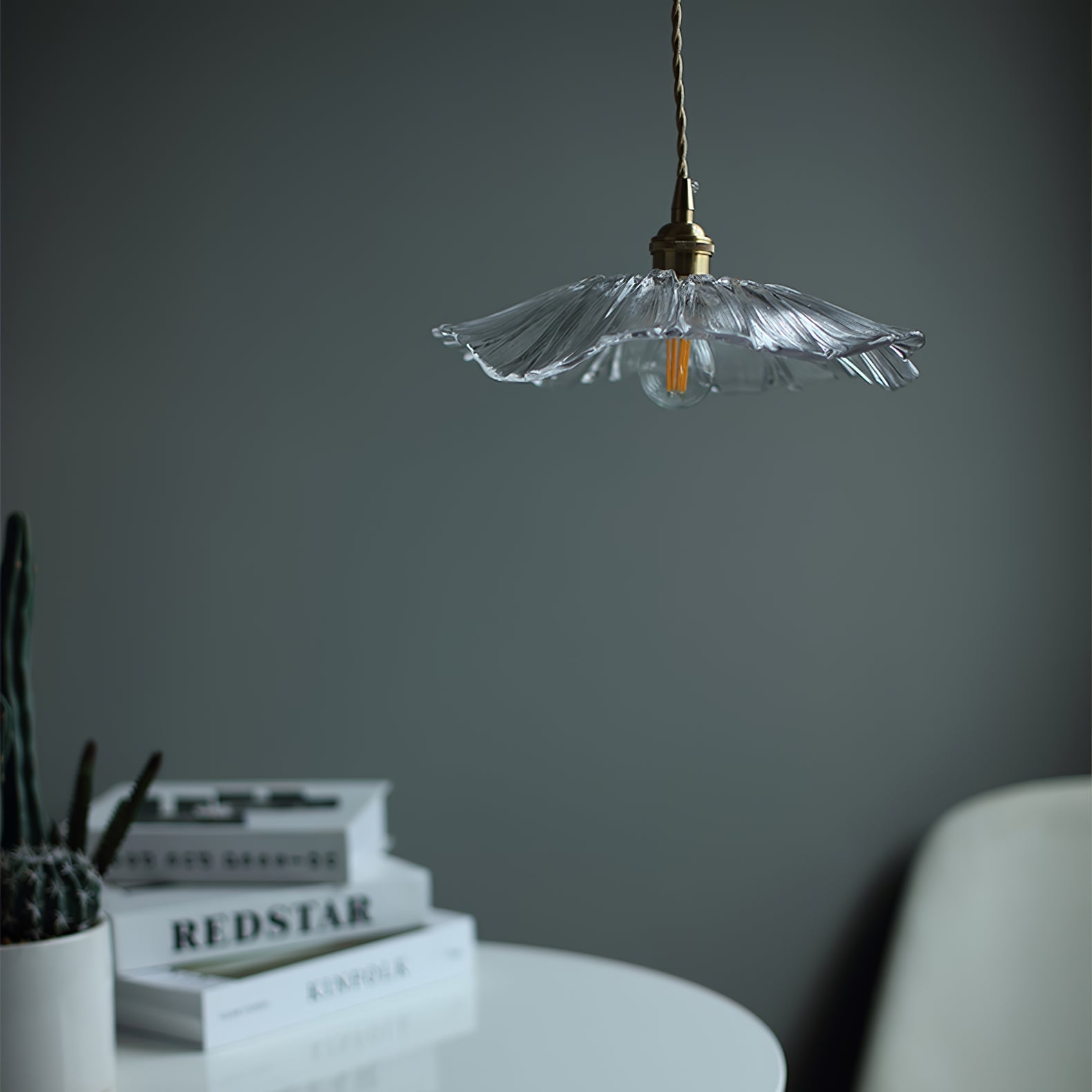 Aurvarira Modern Minimalist Art Brass Glass Pendant Lamp - Lamp Copper