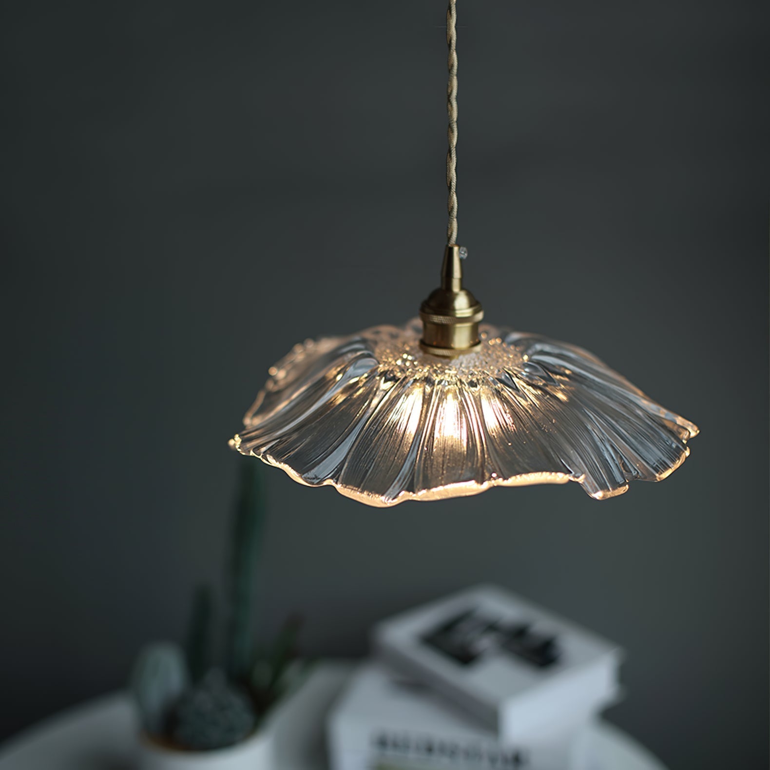 Aurvarira Modern Minimalist Art Brass Glass Pendant Lamp - Lamp Copper