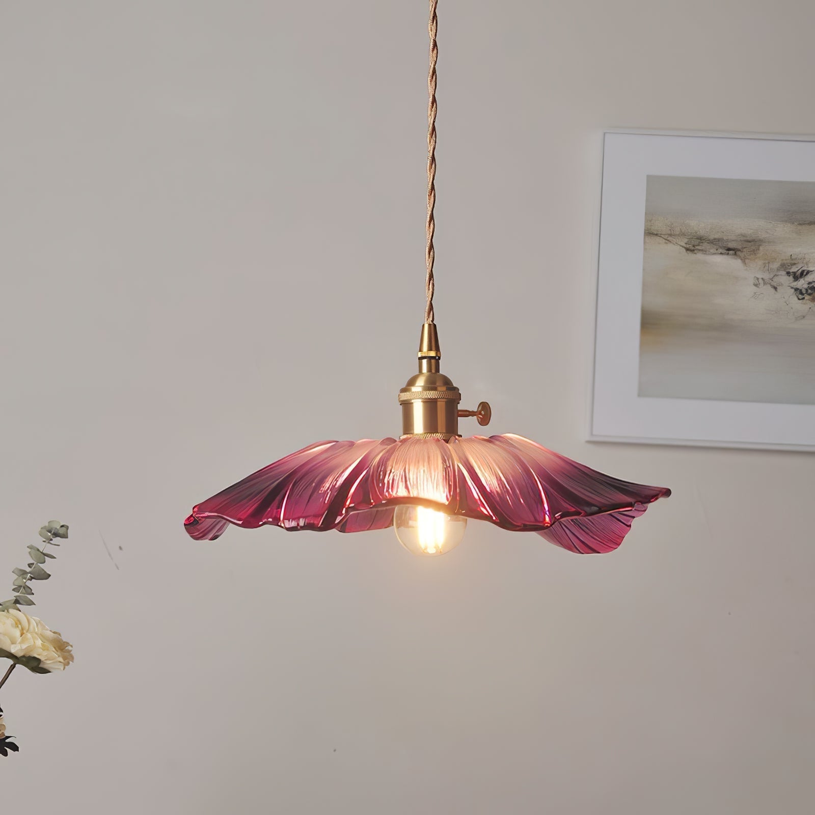 Aurvarira Modern Minimalist Art Brass Glass Pendant Lamp - Lamp Copper
