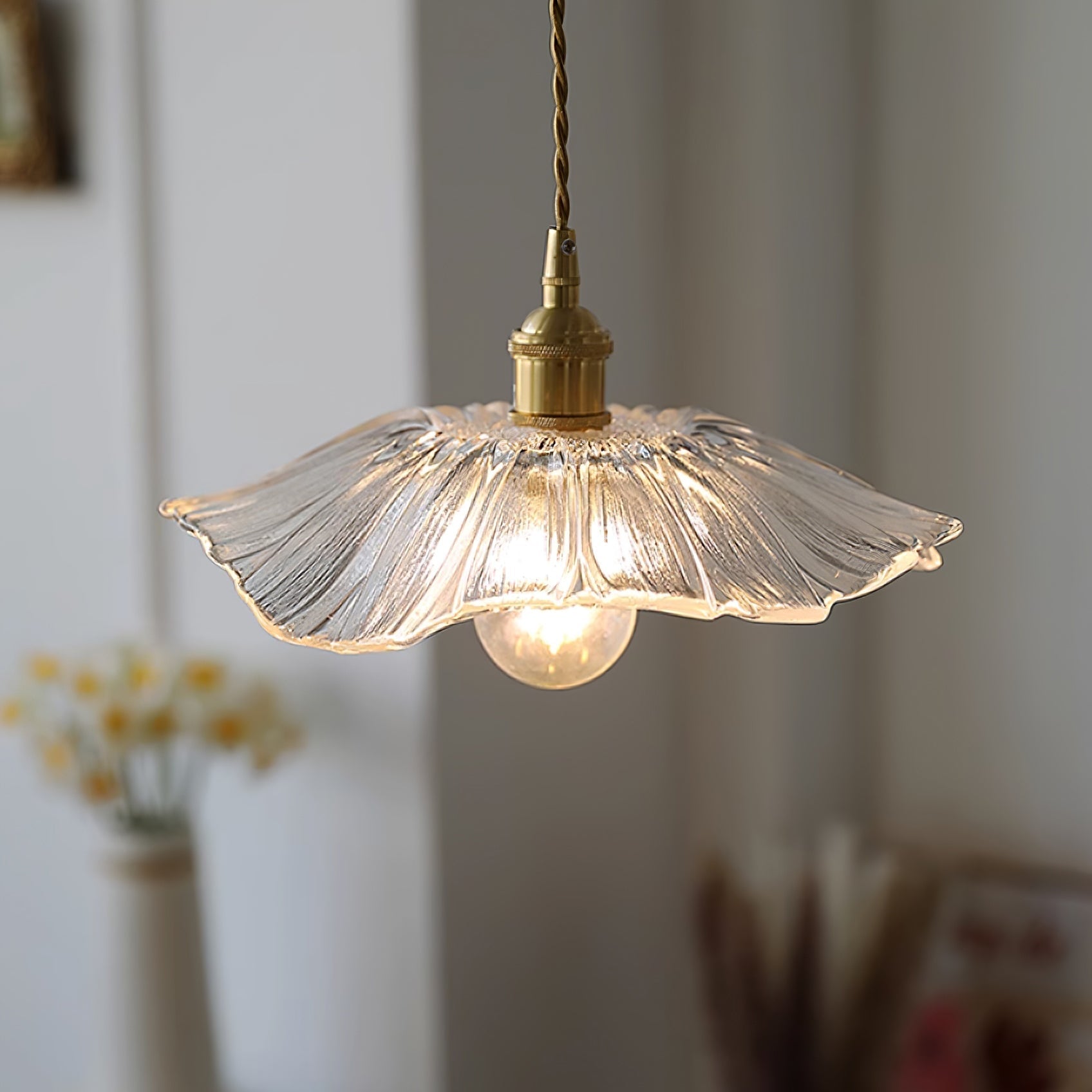 Calia Flower Glass Ceiling/Pendant Light - Lamp Copper